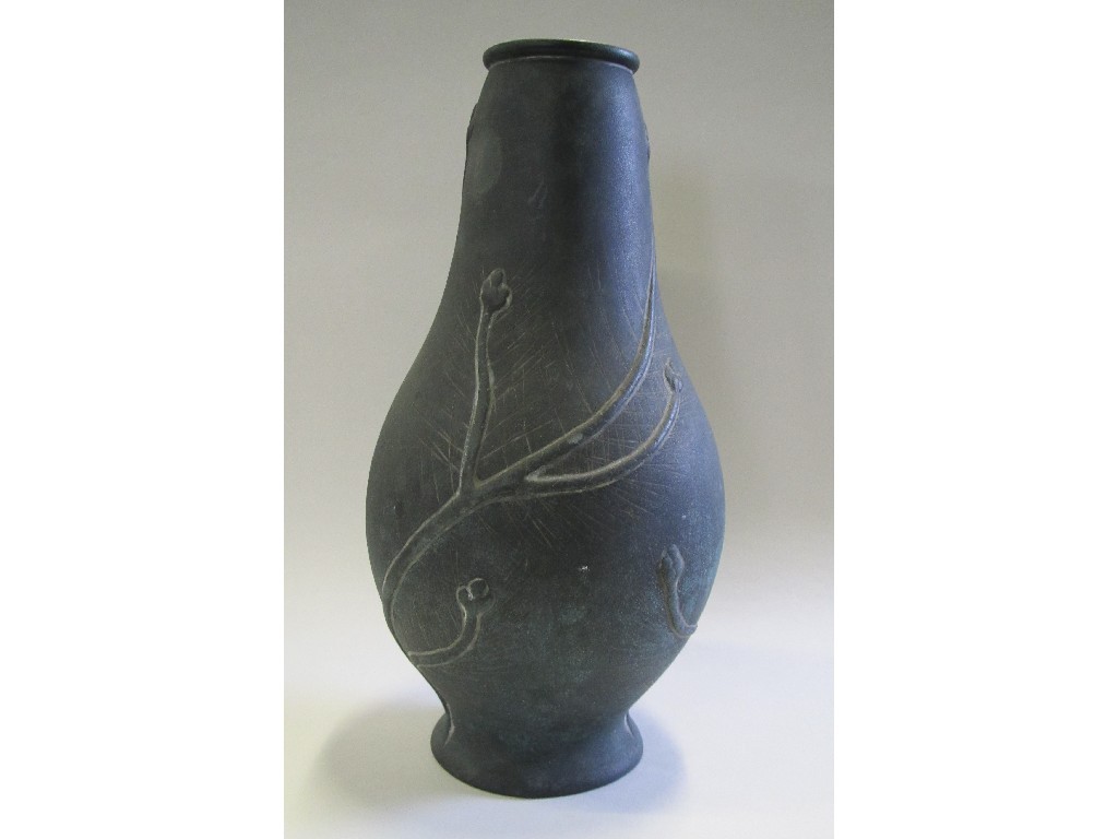 Appraisal: Japanese bronze vase of gourd shape with moulded decoration of