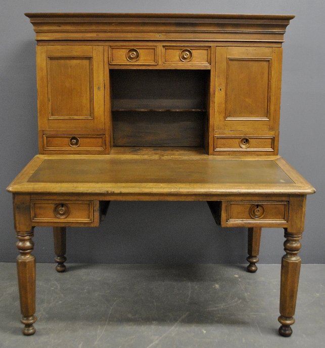 Appraisal: - Two-piece walnut plantation desk c h x w x