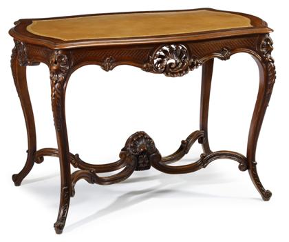 Appraisal: French Louis XV style carved walnut center table early th