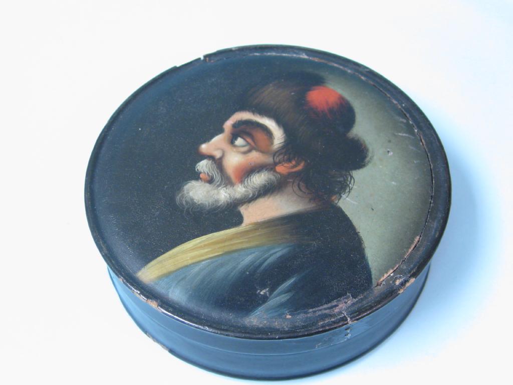 Appraisal: A th Century papier mache circular Box and Cover painted