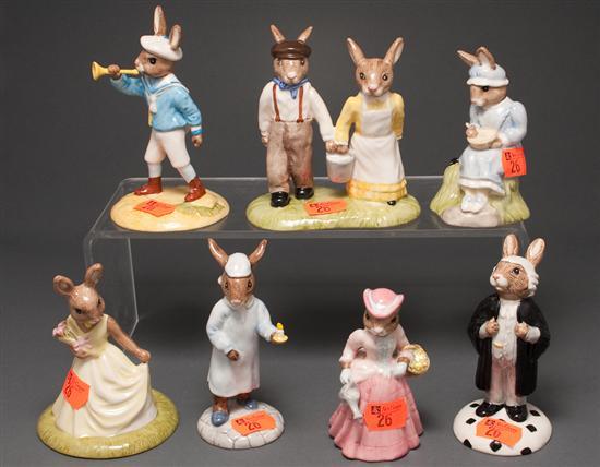 Appraisal: Seven Royal Doulton china Bunnykins figures comprising Wee Willie Winkie