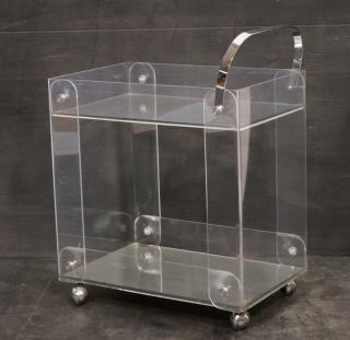 Appraisal: 's Modern Lucite Acrylic Bar Cart On Casters with Chrome