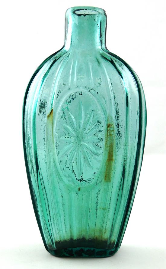 Appraisal: GLASS Early th C deep bluish green aquamarine glass bottle