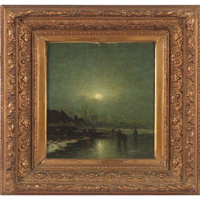 Appraisal: American School Moonlite c oil on panel x signed indistinctly