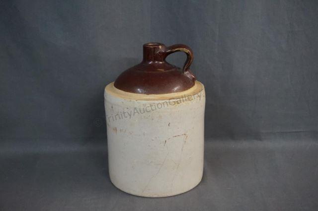 Appraisal: Vintage brown top glazed gallon stoneware crock whiskey jug with