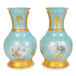 Appraisal: A Pair of French Porcelain Flat-Back Wall Vases TH CENTURY