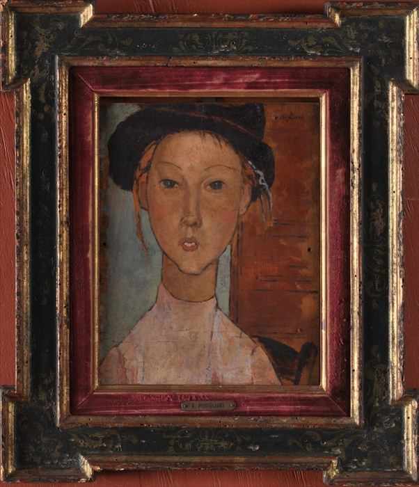 Appraisal: EUROPEAN SCHOOL PORTRAIT OF A GIRL IN BLACK HAT Oil