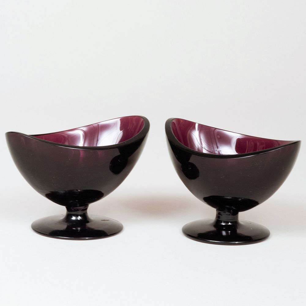 Appraisal: Pair of Amethyst Glass Navette Dishes x x in Property