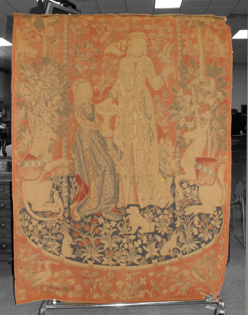 Appraisal: Renaissance Style Painted Tapestry h x - h