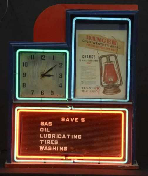 Appraisal: Texaco Neon Clock Description s Blue green red and white