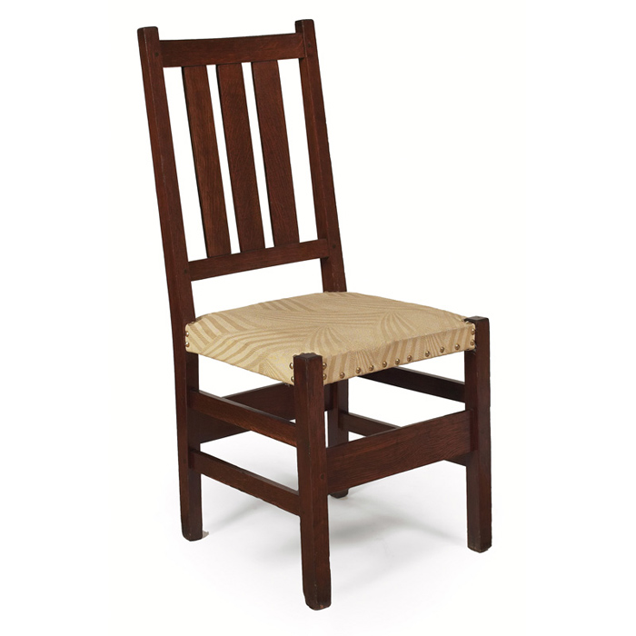 Appraisal: Gustav Stickley side chair three vertical slats to back over