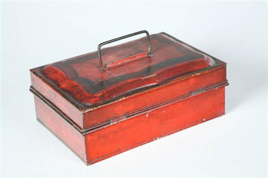 Appraisal: DECORATED TOLE SPICE BOX American mid th century tin Paint