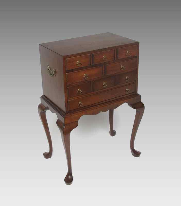 Appraisal: QUEEN ANNE STYLE MAHOGANY SILVER CHEST assorted drawers with brass