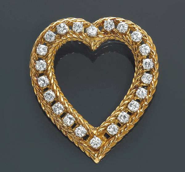 Appraisal: A diamond heart brooch-pendant estimated total diamond weight carats mounted