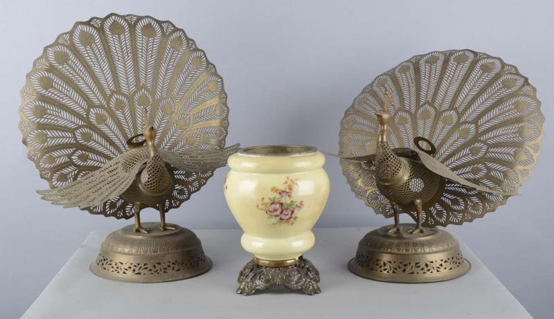 Appraisal: Lot of A Pair of Peacocks and an Urn A