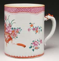 Appraisal: CHINESE EXPORT MUG WITH SERPENT HANDLE Late th century having