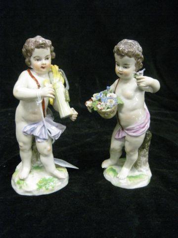 Appraisal: Pair of Capodimonte Porcelain Figurines boy harvesting wheat and girl