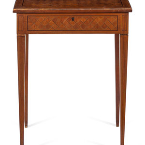 Appraisal: A Directoire Style Fruitwood Parquetry Dressing or Work Table th