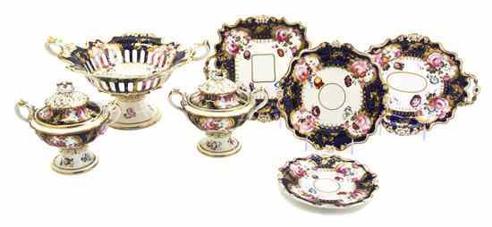 Appraisal: A Set of English Porcelain Table Articles comprising a handled