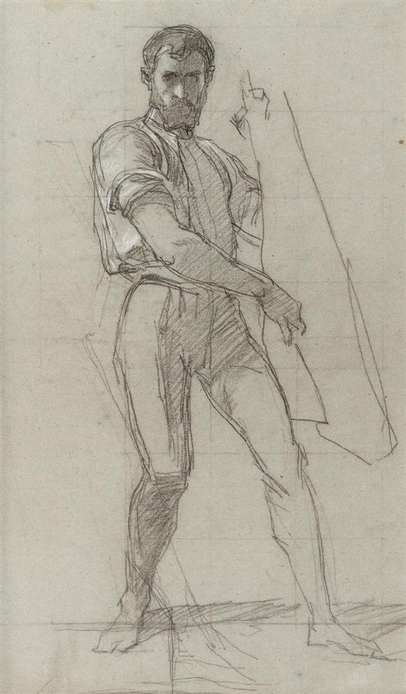 Appraisal: FEUERBACH ANSELM Speyer - Venice Study of a standing bearded