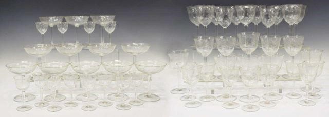 Appraisal: lot of Art Deco glass stemware with etched geometric band