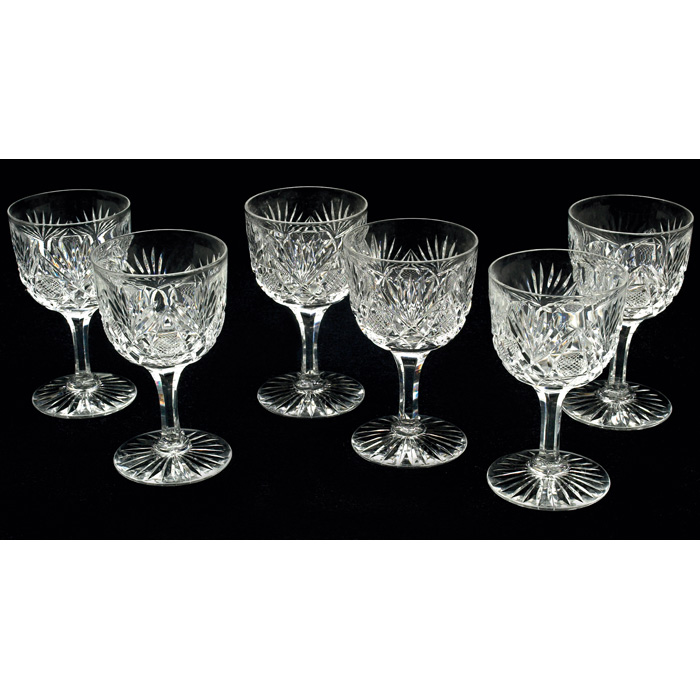 Appraisal: Cut Glass wines set of six fan and diamond designs