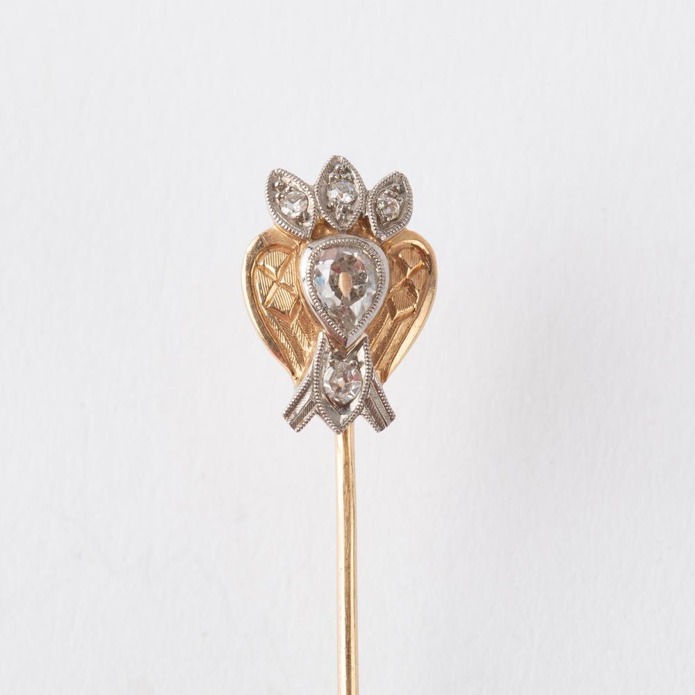 Appraisal: K DIAMOND STICK PIN CTW K yellow and white gold