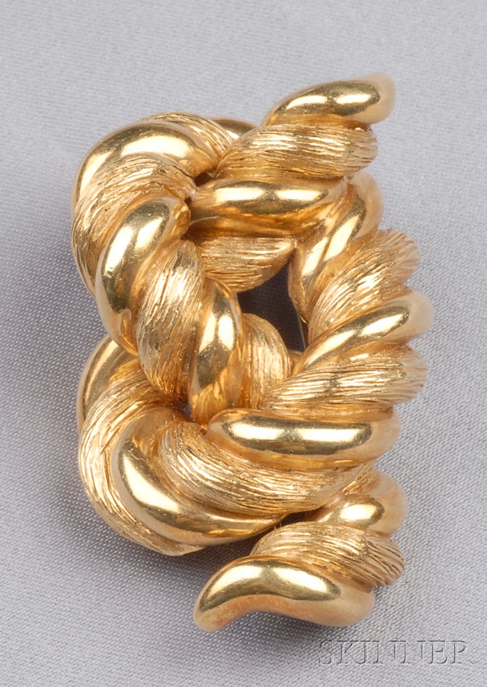 Appraisal: kt Gold Knot Brooch dwt lg in