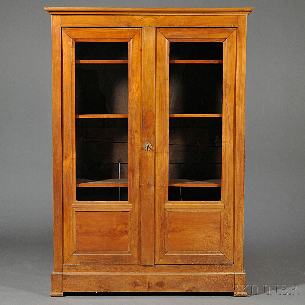 Appraisal: Louis Philippe Cherry Glazed-door Bookcase mid- th century two hinged