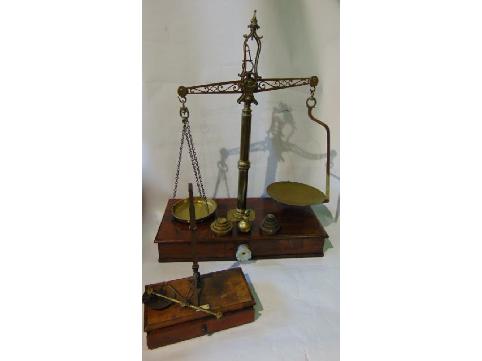 Appraisal: A substantial Victorian set of brass framed beam scales with