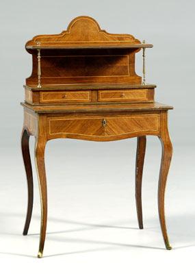 Appraisal: French Victorian lady's writing desk parquetry rosewood veneers with line