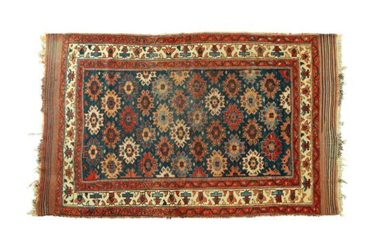 Appraisal: ORIENTAL RUG Afshar Floral medallions on blue ground Some wear