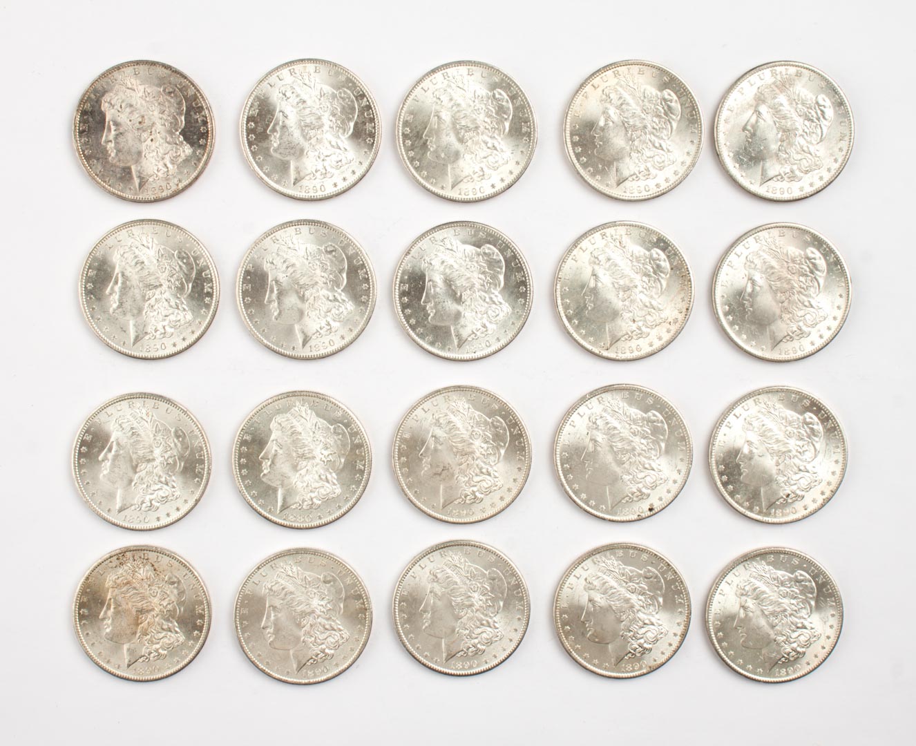 Appraisal: Nineteen U S Morgan type silver dollars -S MS- together