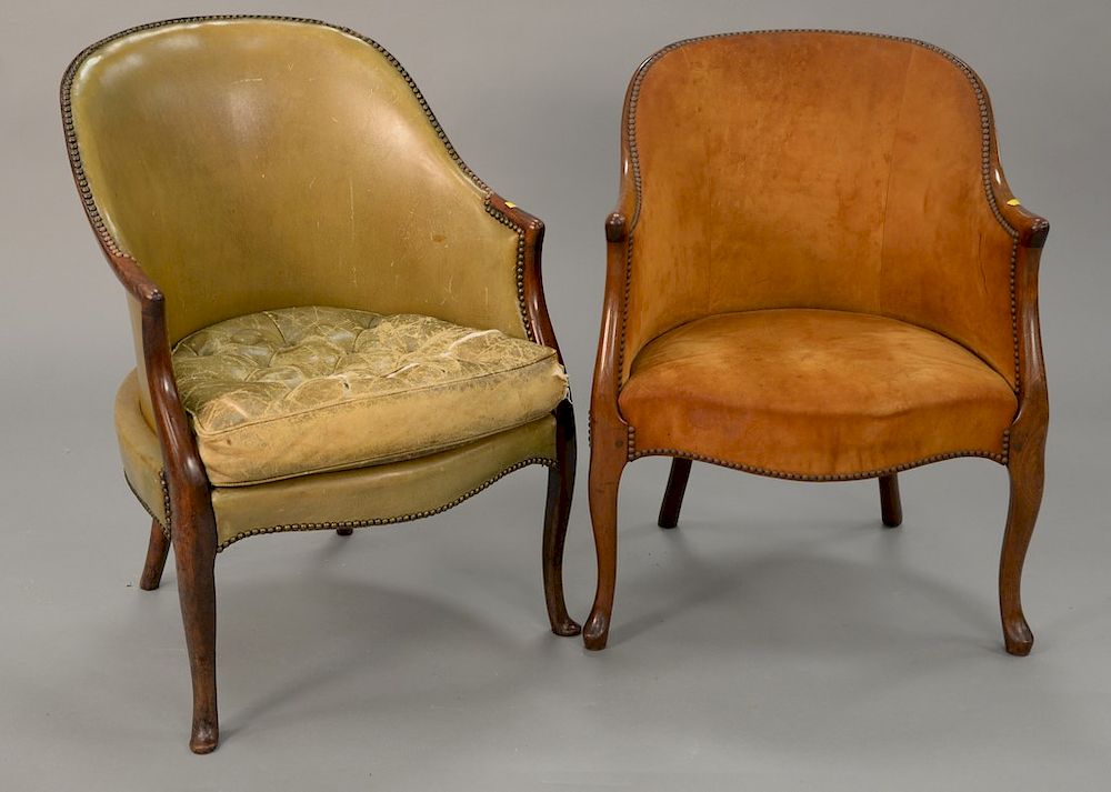 Appraisal: Pair of George IV style custom chairs one with suede