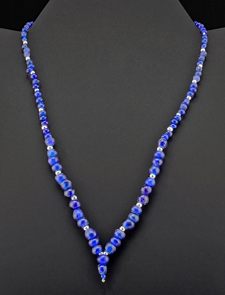 Appraisal: Roman Glass Bead Necklace - Brilliant Cobalt Blue Hues Rome