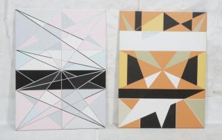 Appraisal: Geometric Oil Paintings Ilya Bolotowsky style Pink Gray Pale Blue