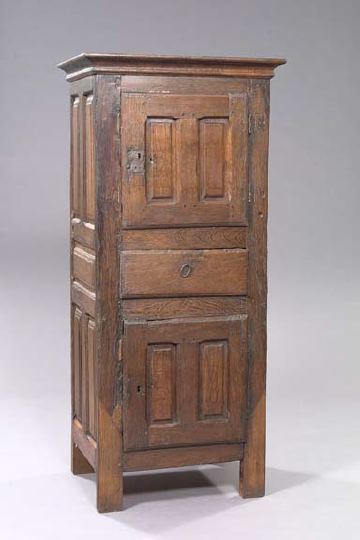 Appraisal: Early Framed and Raised Paneled Continental Oak Storage Cabinet late