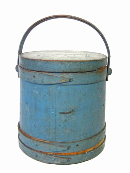 Appraisal: Large blue painted staved firkin th century