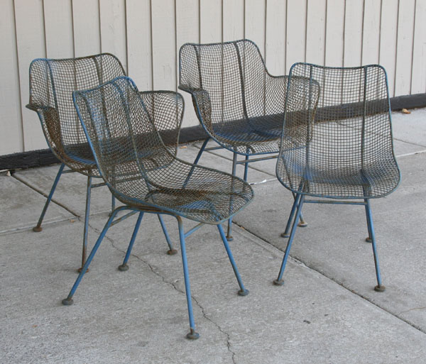 Appraisal: Russell Woodard set of four wire mesh patio chairs H