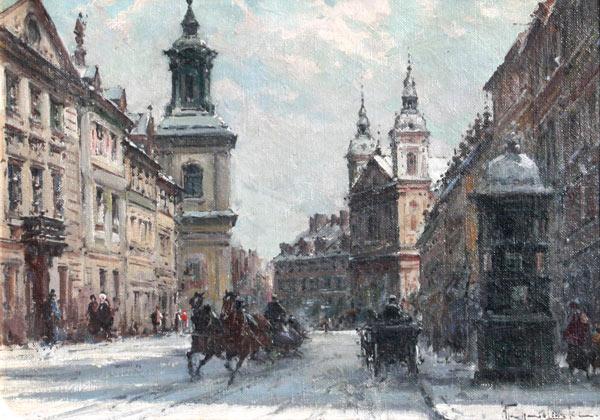 Appraisal: CHMIELINSKI W T Polish - Winter in Warsaw OIL Canvas