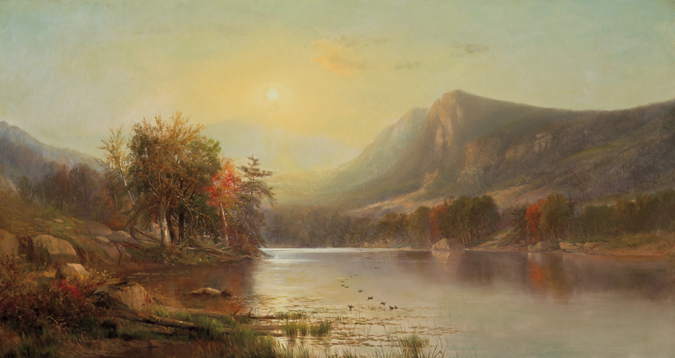 Appraisal: J ANTONIO HEKKING American - Tranquil River oil on canvas