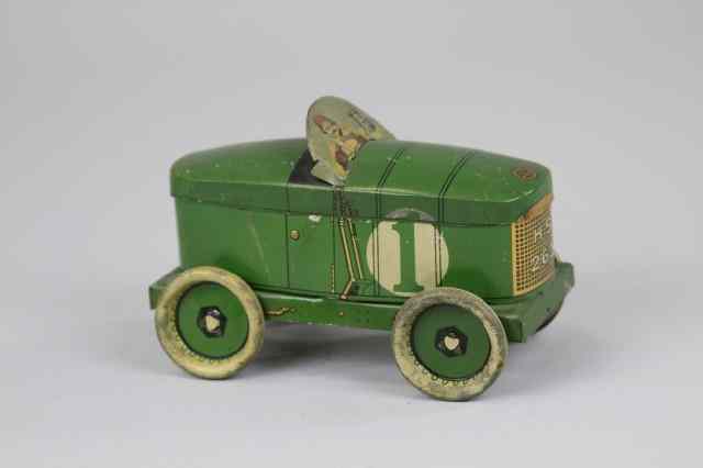 Appraisal: RACE CAR BISCUIT TIN England c s attributed to H