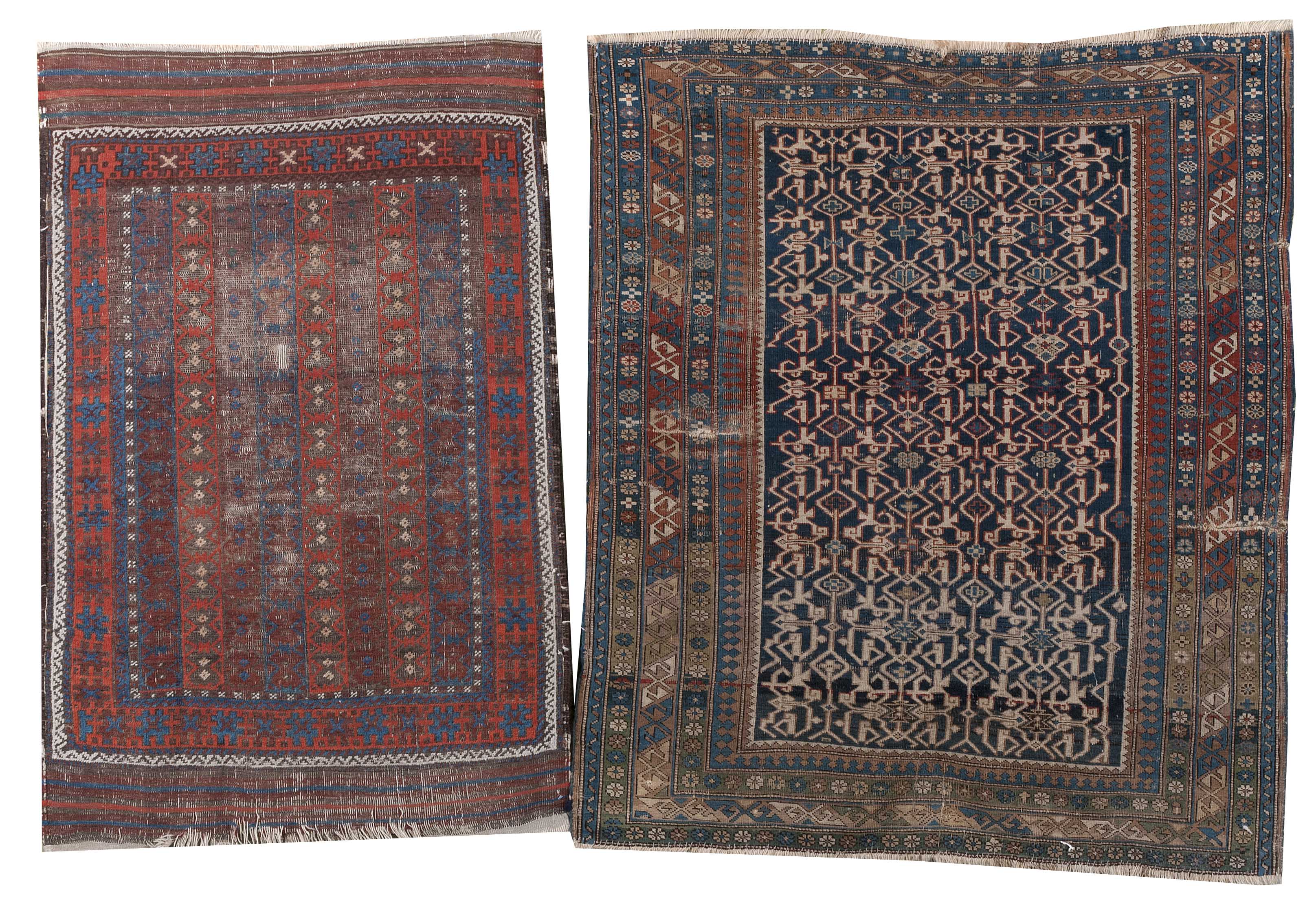 Appraisal: TWO ORIENTAL RUGS SHIRVAN BELOUCH ' x ' and '