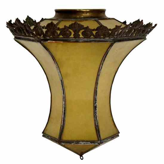 Appraisal: An American Copper and Leaded Glass Hall Light circa having