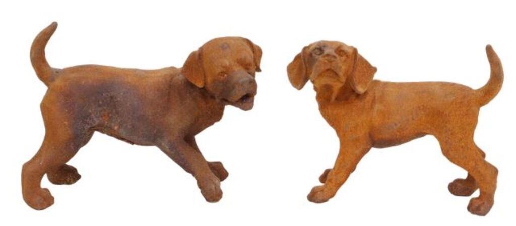 Appraisal: pair Small cast iron garden figures Dogs late th c