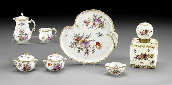 Appraisal: An assembled grouping of Dresden porcelain table articles Comprising a