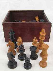 Appraisal: A boxwood chess set in box c height of King