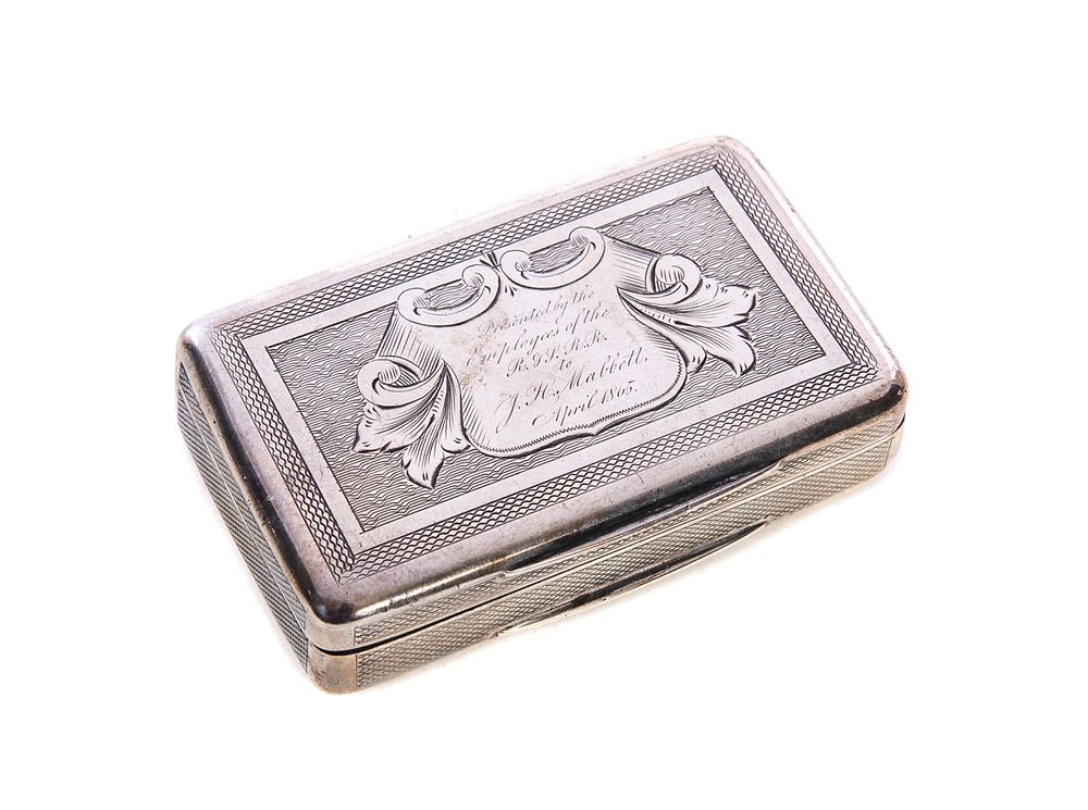 Appraisal: Sterling Silver Snuff Box Albert Cole NY R P Rail