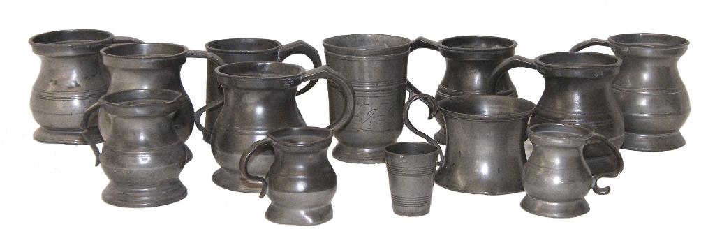 Appraisal: Collection of pewter tankards and measures principally th century