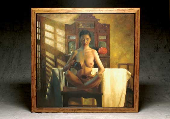 Appraisal: CONTEMPORARY CHINESE OIL PAINTING Large and finely executed Chinese contemporary